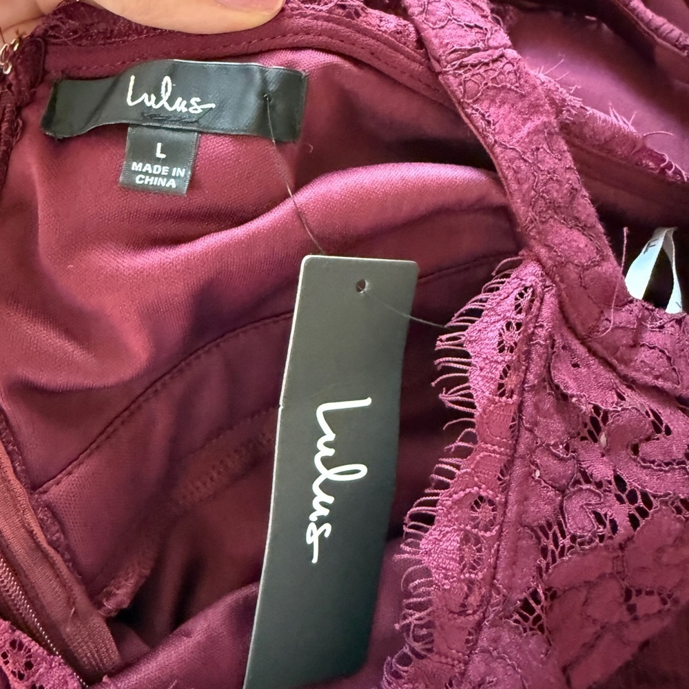 Lulu’s Dance All Evening Maxi Dress Lace Burgundy Halter Large Bridesmaid Prom - Picture 10 of 11